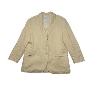 NWT Madewell The Oversized Blazer Womens Large Yellow 100% Linen Spring Preppy